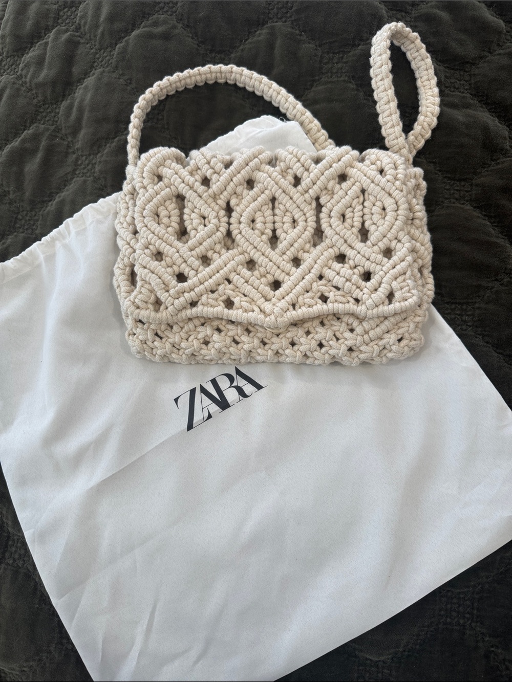 Zara Cream Macramé Wristlet Clutch